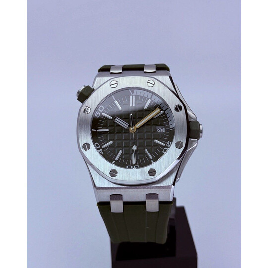 Custom Seiko Mod • No Logo Olive Green AP • 46mm